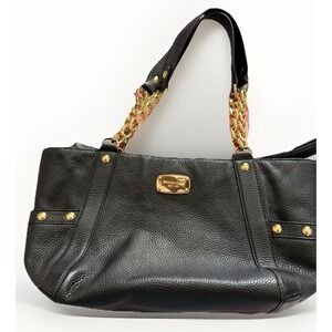 Michael Kors Black Pebbled Leather Chain Strap Shoulder Tote Bag